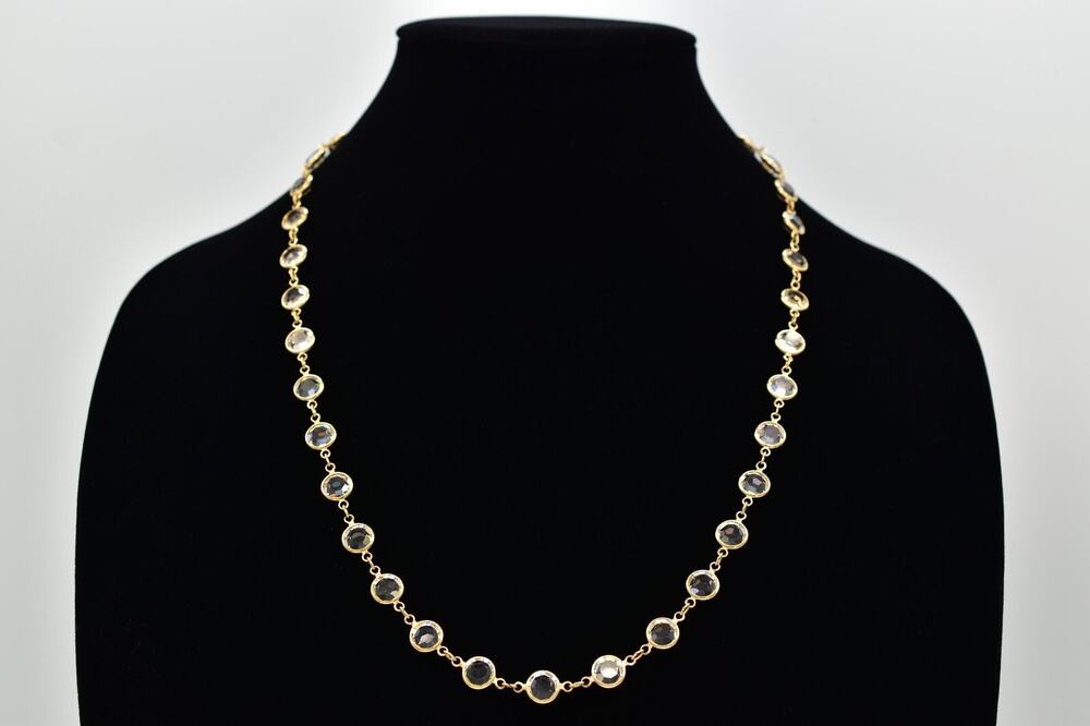 Swarovski Vintage Crystal Necklace Open Bezel Clear Gold Chain Swan Signed BinBN